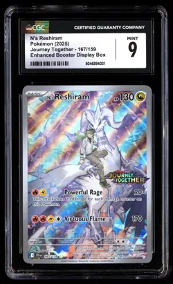 CGC 9 N's Reshiram 167/159 Pokemon Journey Together 2025 Enhanced Stamped - Image 1