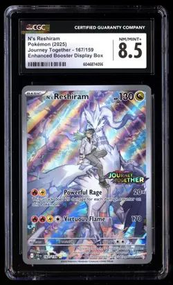 CGC 8.5 N's Reshiram 167/159 Pokemon Journey Together 2025 Enhanced Stamped - Image 1