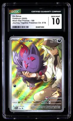 CGC 10 N's Zorua 189 Pokemon Center Stamped Black Star Promos 2025 English - Image 1