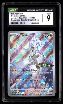 CGC 9 N's Reshiram 167/159 Pokemon Journey Together 2025 Enhanced Stamped - Image 1