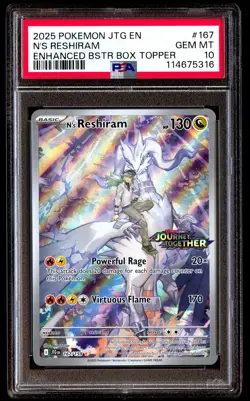 PSA 10 N's Reshiram 167 Pokemon Jtg En Journey Together 2025 Enhanced Topper - Image 1