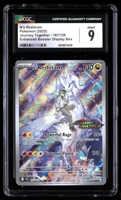 CGC 9 N's Reshiram 167/159 Pokemon Journey Together 2025 Enhanced Stamped - Image 1