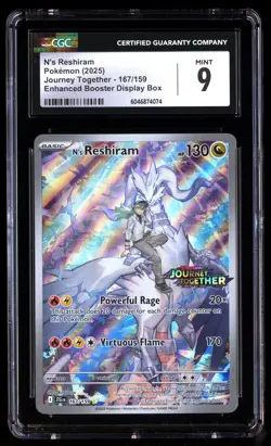CGC 9 N's Reshiram 167/159 Pokemon Journey Together 2025 Enhanced Stamped - Image 1