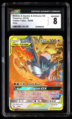 CGC 8 Moltres & Zapdos Articuno GX 44/68 Pokemon Hidden Fates 2019 English - Image 1