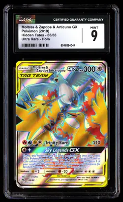 CGC 9 Moltres & Zapdos Articuno GX 66/68 Pokemon Hidden Fates 2019 English - Image 1
