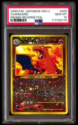 PSA 10 Charizard 006 Pokemon Neo 2 Promo Japanese 2000 Reverse Foil - Image 1