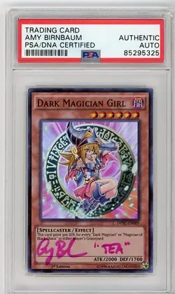 PSA Signed Amy Birnbaum Yu-Gi-Oh! Dark Magician Girl DPBC-EN009 1st Edition TEA - Image 1