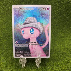 Mew With Grey Felt Hat Pokemon Custom ACG Card Holo Foil Art Anime - Image 1
