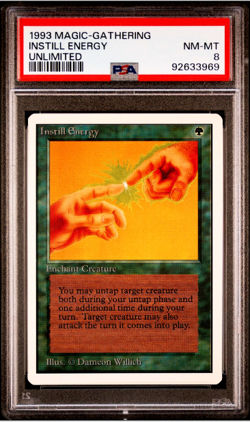 1993 MtG Magic the Gathering Unlimited Instill Energy PSA 8 NM-MT POP 4 - Image 1