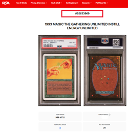 1993 MtG Magic the Gathering Unlimited Instill Energy PSA 8 NM-MT POP 4 - Image 3
