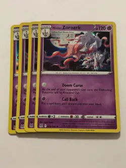Pokemon Card Lost Origin 4x Playset Holographic Zoroark 076/196 NM - Image 1