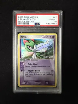 POKEMON EX DELTA SPECIES KIRLIA #47 REVERSE HOLO FOIL CARD PSA 10 GEM MINT - Image 1