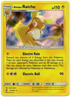 Pokemon - Alolan Raichu 57/236 SM Unified Minds Holo Rare NM - Image 1