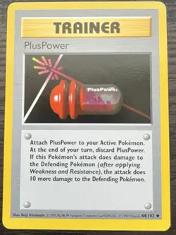 Shadowless PlusPower 084/102 Pokemon TCG WOTC Base Set LP - Image 1