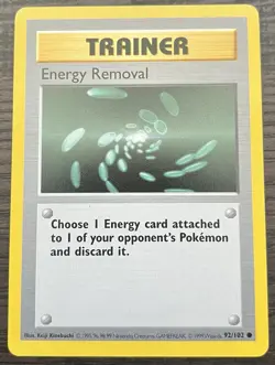 Shadowless Energy Removal 092/102 Pokemon TCG WOTC Base Set MINT - Image 1