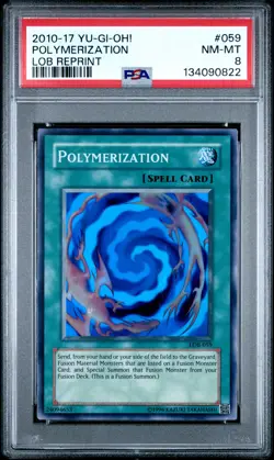 2010 YU-GI-OH! LEGEND OF BLUE EYES WHITE DRAGON REPRINT POLYMERIZATION PSA 8 - Image 1