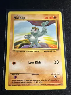 Machop 52/102 Base Set Unlimited Common 1999 English Pokemon Card TCG-MP - Image 1