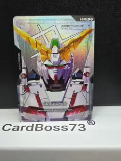 Gundam Card Game Newtype Rising Unicorn Gundam Resource R-003 C+ Foil Alt Art - Image 3