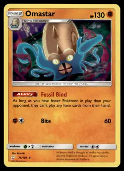 Omastar 76/181 Holo Rare S&M Team Up Pokemon Card - Image 1