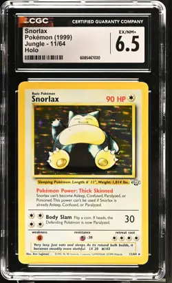 CGC 6.5 Snorlax 1999 Jungle 11/64 Holo Pokemon Card - Image 1