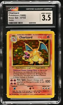CGC 3.5 Charizard 1999 Base Set 4/102 Holo Pokemon Card - Image 1