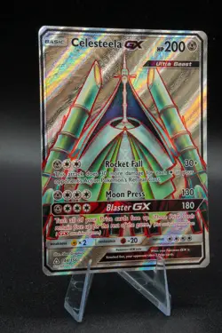 POKEMON CELESTEELA GX 144/156 RARE FULL ART HOLO SUN & MOON ULTRA PRISM Card LP - Image 1