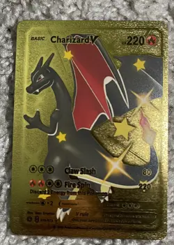 Charizard V Metal Gold Foil Card Fan Art Cards 079/073 RARE - Image 1