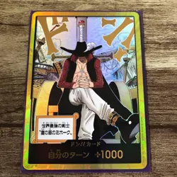DON !! Card Mihawk Gold Frame The Azure Sea's Seven ONE PIECE Card Japanese - Image 1