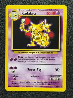 Kadabra 32/102 Base Set Series UNCOMMON Basic Stage 1 POKEMON CARD 1999 - NM - Image 1