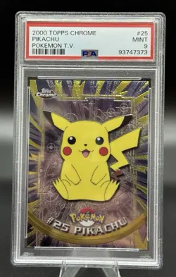 2000 Topps Chrome Pokemon PSA MINT 9 Pikachu #25 - Image 1