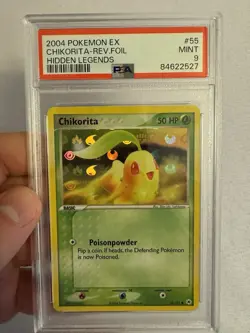 2004 Pokemon Chikorita Reverse Holo E Reader EX Hidden Legends 55/101 PSA 9 MINT - Image 2