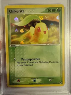2004 Pokemon Chikorita Reverse Holo E Reader EX Hidden Legends 55/101 PSA 9 MINT - Image 3