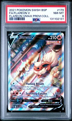 2021 POKEMON SWSH BLACK STAR PROMO #179 FULL ART/FLAREON V PSA 8 - Image 1