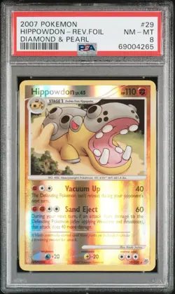 2007 Pokemon Diamond and Pearl Hippowdon Reverse Holo PSA 8 POP 3 - Image 3