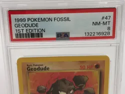 1999 POKEMON FOSSIL Trading Card GEODUDE #47/62 1ST EDITION graded slab PSA 8 - Image 2