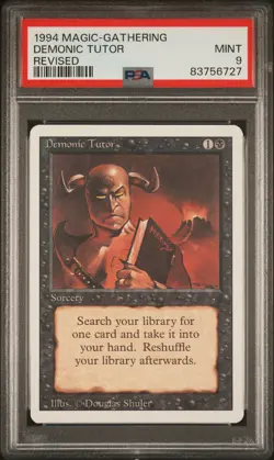 DEMONIC TUTOR Revised PSA 9 Vintage MTG [Nostalgium] - Image 1