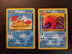 Krabby and Kingler 51/62 and 38/62 Fossil Unlimited Pokemon - NM/LP - Image 1