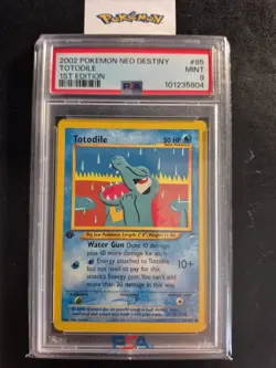 First Edition 2002 Pokemon Neo Destiny 85/105 Totodile PSA Mint 9 - Image 1