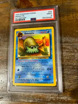 Pokemon 1999 Fossil OMANYTE 1st Edition #52 PSA 9 Mint RARE - Image 1
