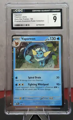 Pokemon Graded Vaporeon #168 Black Star Promo Cosmos Holo CGC 9 - Image 1