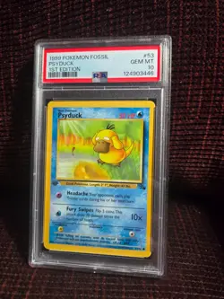 Pokemon Fossil 1st Edition Psyduck PSA 10 - Image 1
