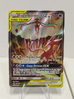 Pokemon SM240 Espeon & Deoxys GX Tag Team Black Star Promo NM - Image 1