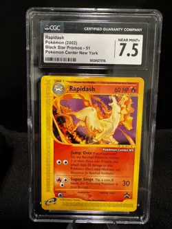 CGC 7.5 NEAR MINT+ Rapidash 2002 Black Star Promo 51 Pokemon TCG CENTER NY - Image 1