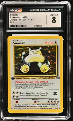 CGC 8 Snorlax 1999 Jungle 1st Edition 11/64 Holo Pokemon Card - Image 1