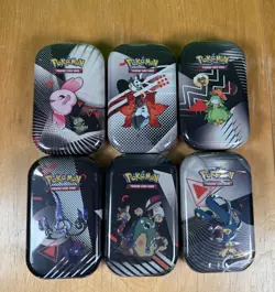 6 Pokemon Black Bolt/White Flare SEALED Mini Tins LOT Scarlet and Violet Cards - Image 1