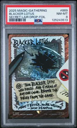 2025 MTG Deadpool Secret Lair #869 Blacker Lotus PSA 8 NM - MT - Image 3