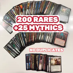 225 Magic MTG Rare & Mythic Lot No Duplicates Unplayed/NM (200 Rare 25 Mythic) - Image 1