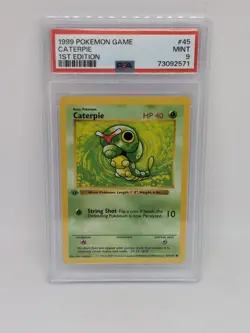 Caterpie Raupy Psa 9 45/102 Base Set Basis Rare Pokemon Karte Englisch 1st RAR - Image 1