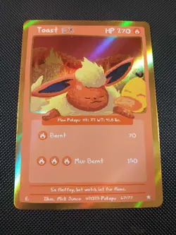 Pokepu Season 2 Holo Toast EX Flareon Psyduck Pokemon Fan Art Mick Junco Artist - Image 1