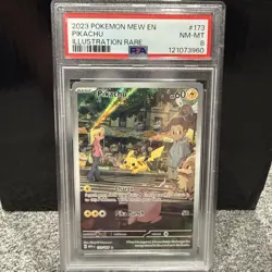 2023 Pokemon Card MEW 151 EN Pikachu Illustration Rare #173 PSA 8 NM/M - Image 1